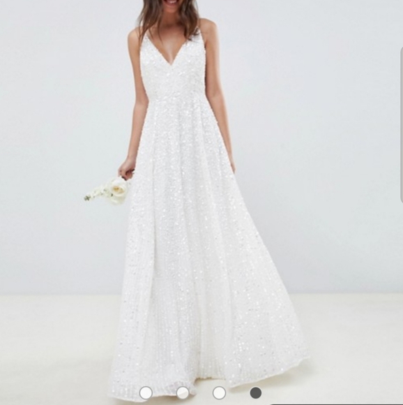 asos edition sequin cami wedding dress